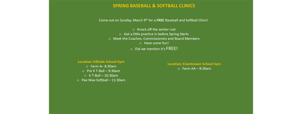 FREE SOFTBALL & BASEBALL CLINICS